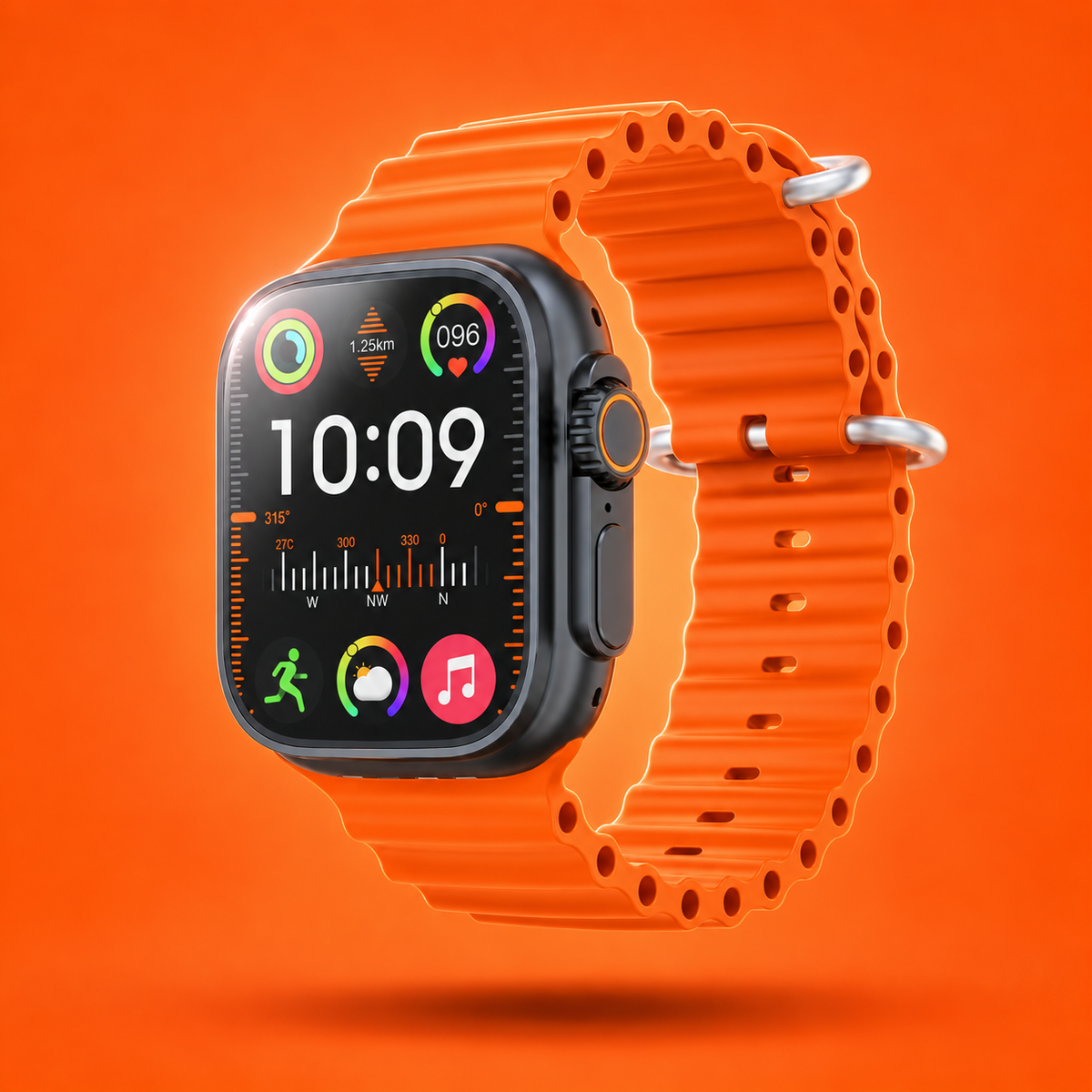 Montre connectée ado Ultra bracelet orange, écran AMOLED